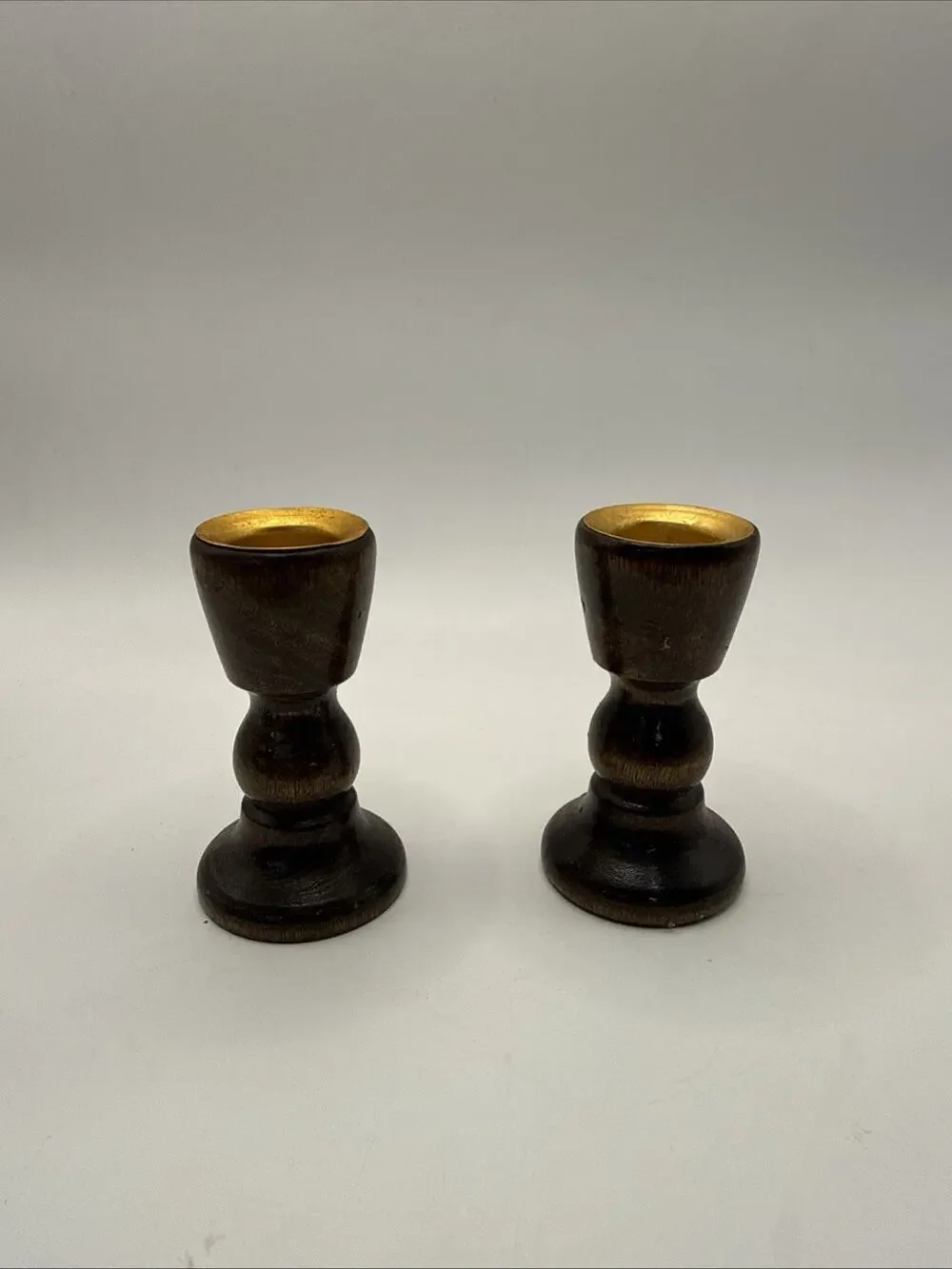 Vintage Wooden Candle Holder Made In Taiwan *